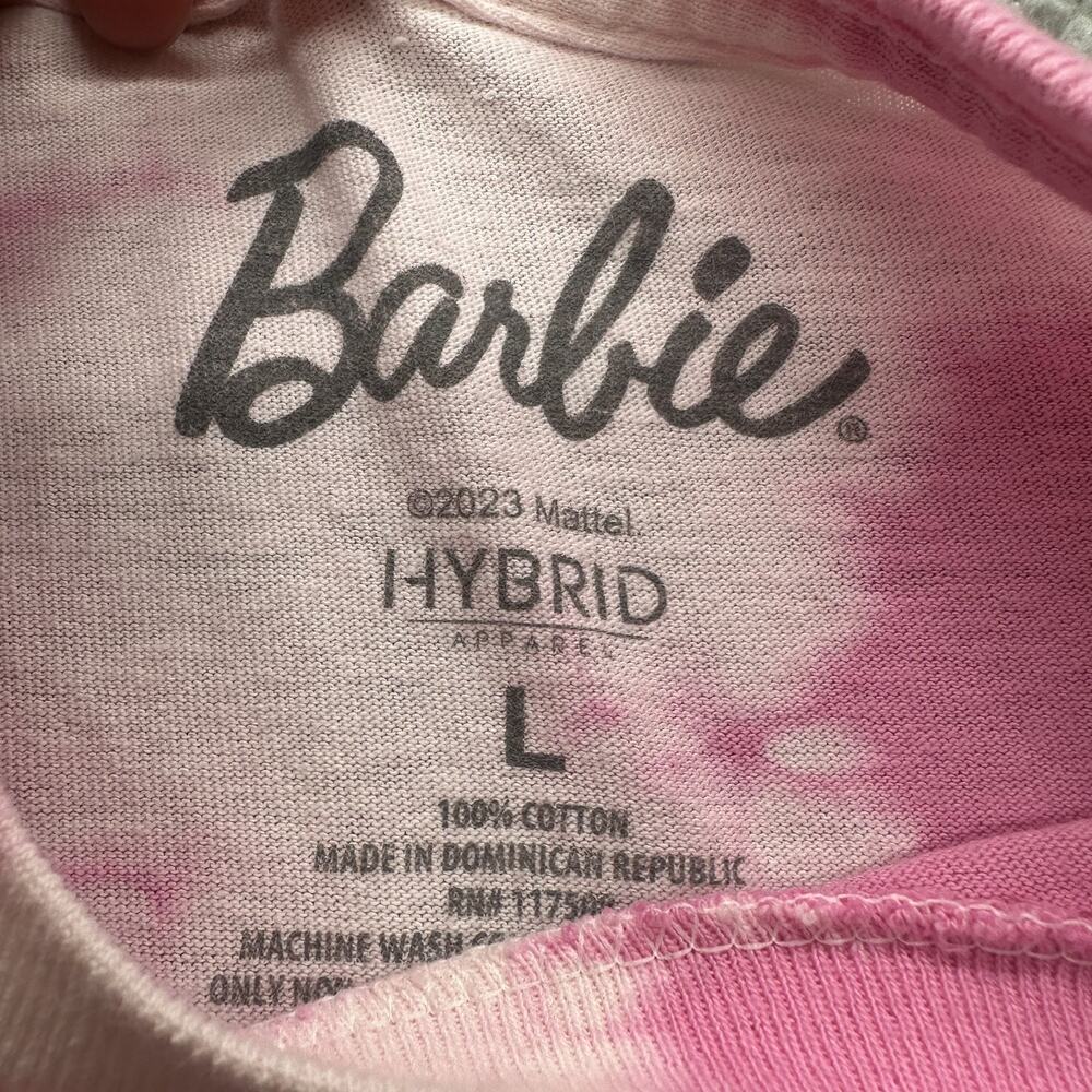 Barbie Shirt Large Pink Tie Dye Short Sleeve Oversized Graphic - Picture 2 of 7